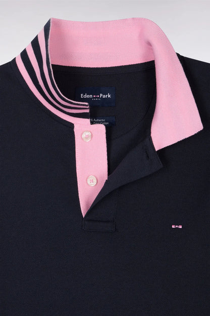 Eden Park Navy Blue Men Black Pima Cotton Polo with Contrasting Accents SKU: PPKNIPCE0008_BLF Image 06