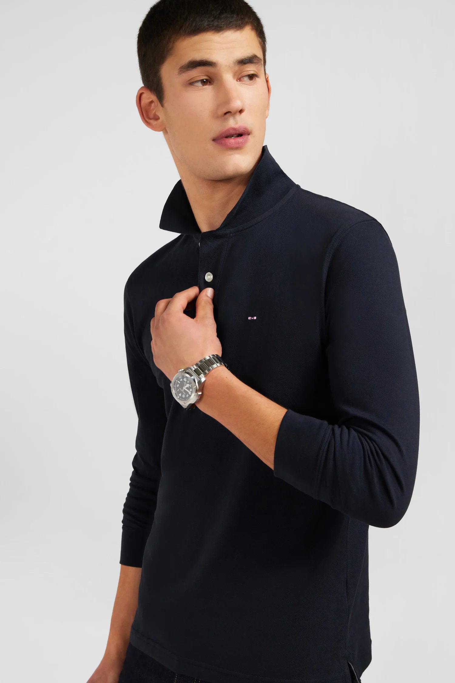 Black Cotton Polo With Contrasting Neck_01