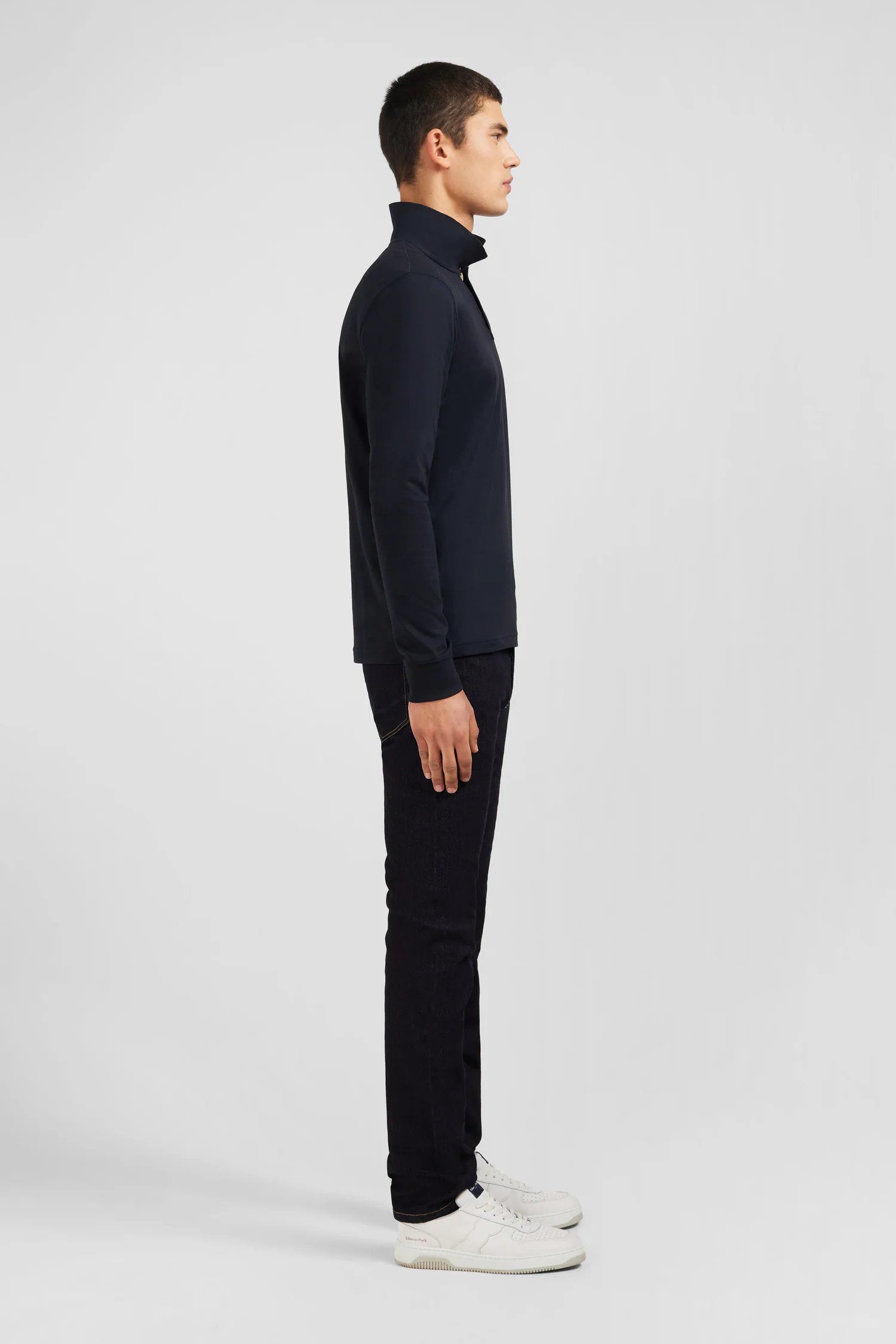 Black Cotton Polo With Contrasting Neck_06