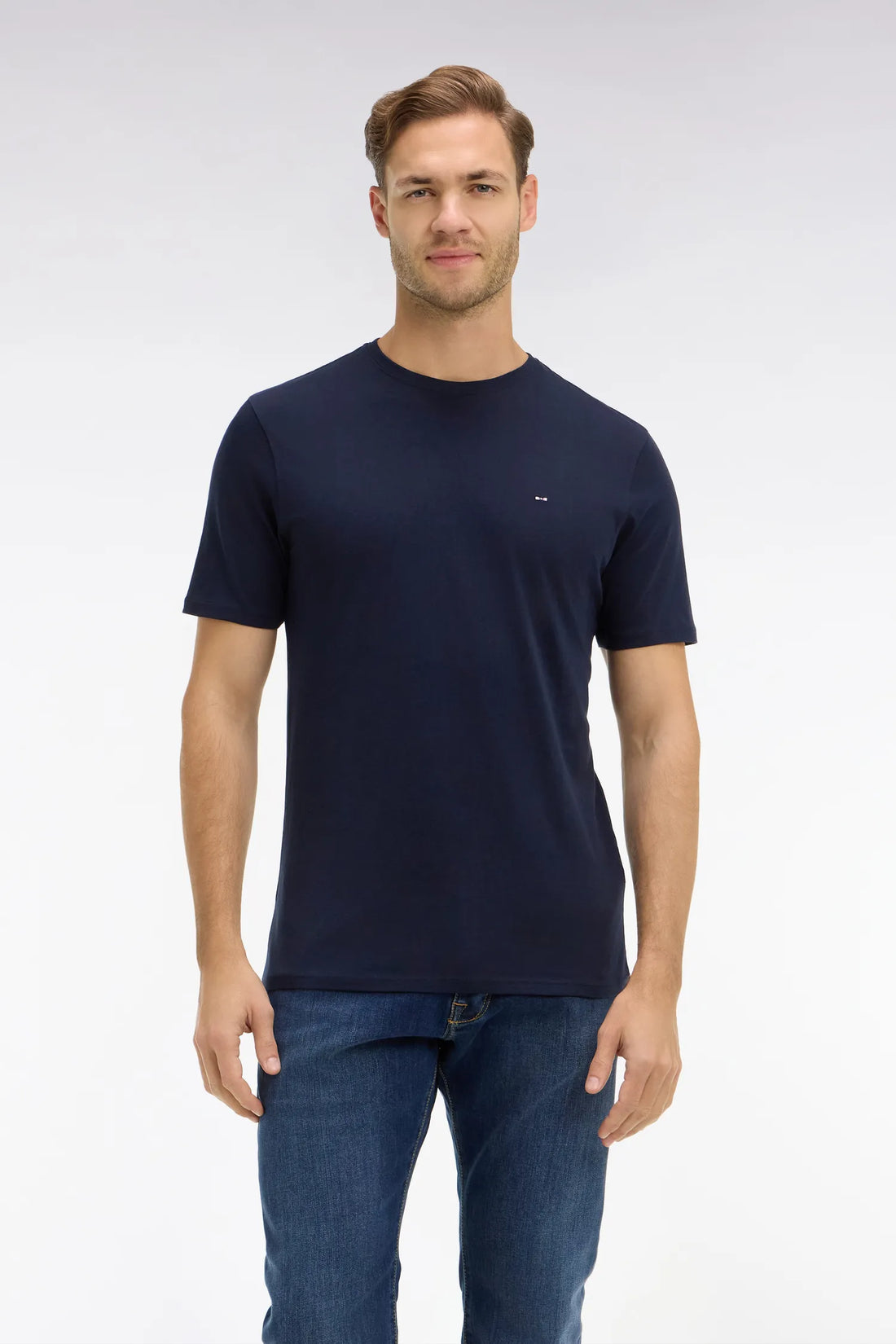 Eden Park Navy Blue Men Crew Neck Navy Blue Pima Cotton T-Shirt SKU: PPKNITCE0007_BLF Image 01