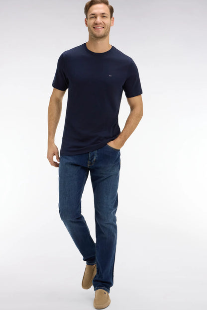 Eden Park Navy Blue Men Crew Neck Navy Blue Pima Cotton T-Shirt SKU: PPKNITCE0007_BLF Image 03