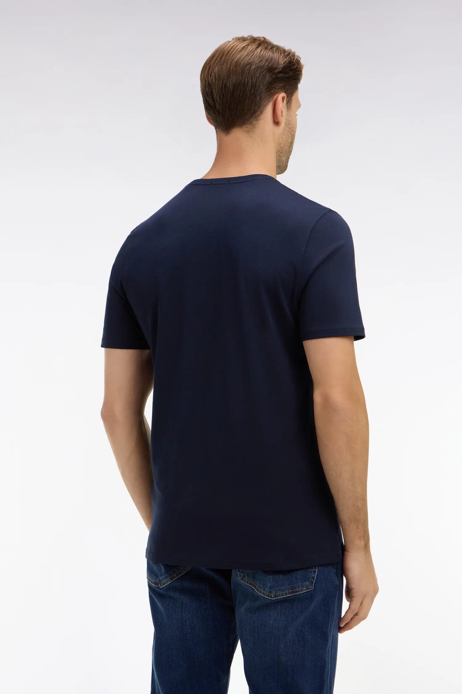 Eden Park Navy Blue Men Crew Neck Navy Blue Pima Cotton T-Shirt SKU: PPKNITCE0007_BLF Image 05