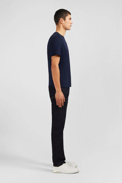 Crew Neck Navy Blue Pima Cotton T-Shirt_06