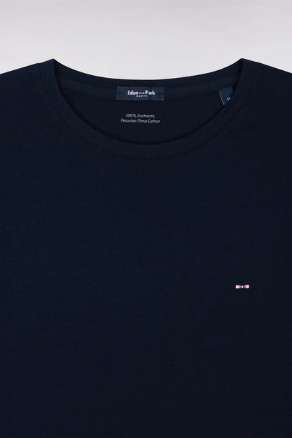 Eden Park Navy Blue Men Crew Neck Navy Blue Pima Cotton T-Shirt SKU: PPKNITCE0007_BLF Image 06