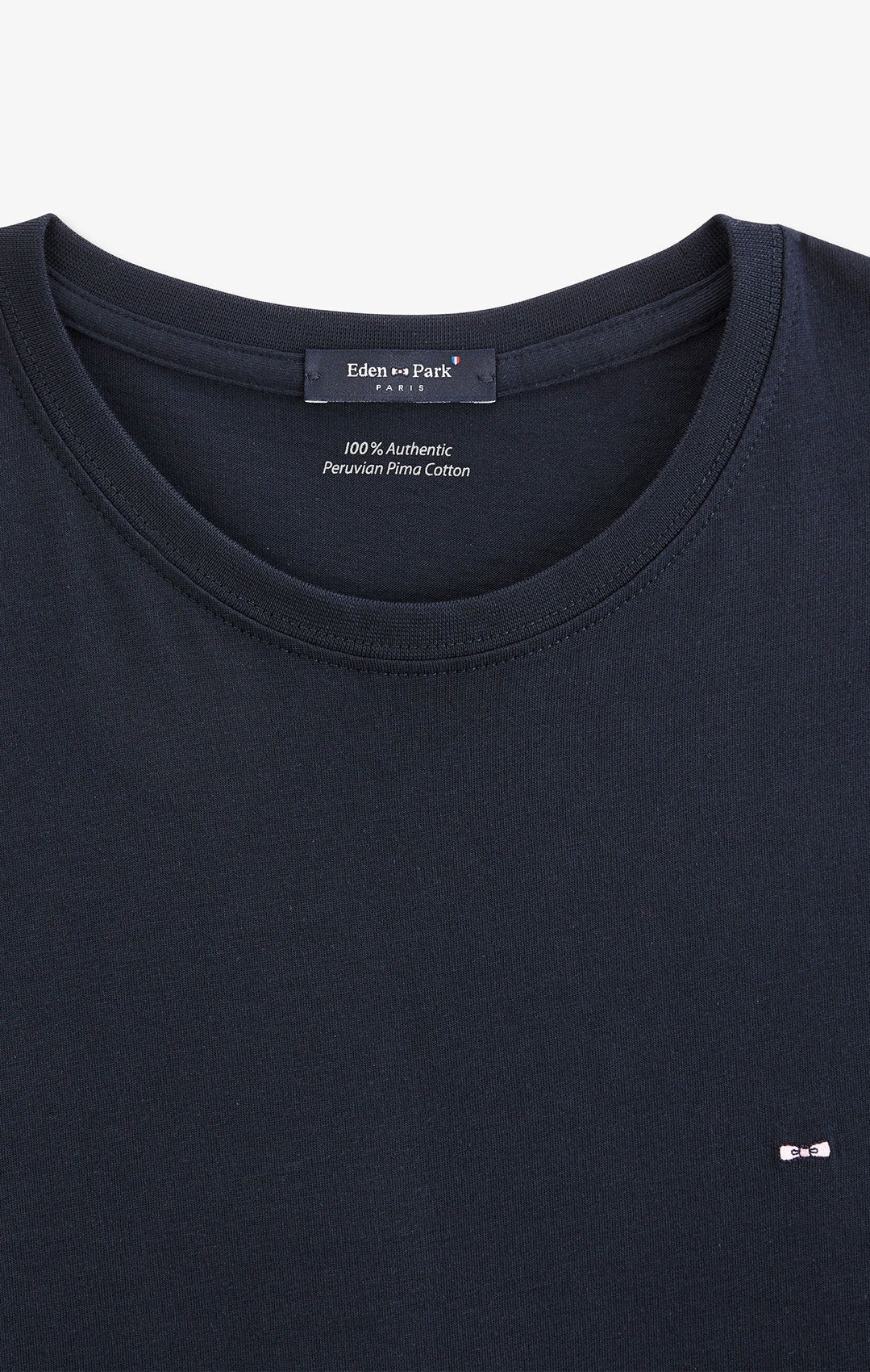 Crew Neck Navy Blue Pima Cotton T-Shirt_07