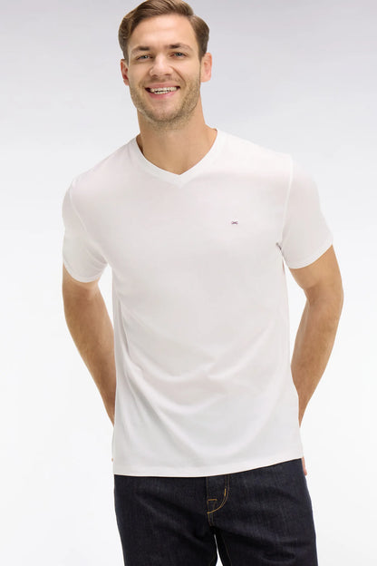 Eden Park White Men V-Neck White Light Pima Cotton T-Shirt SKU: PPKNITCE0008_BC Image 02