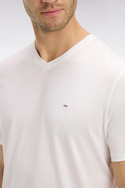 Eden Park White Men V-Neck White Light Pima Cotton T-Shirt SKU: PPKNITCE0008_BC Image 03