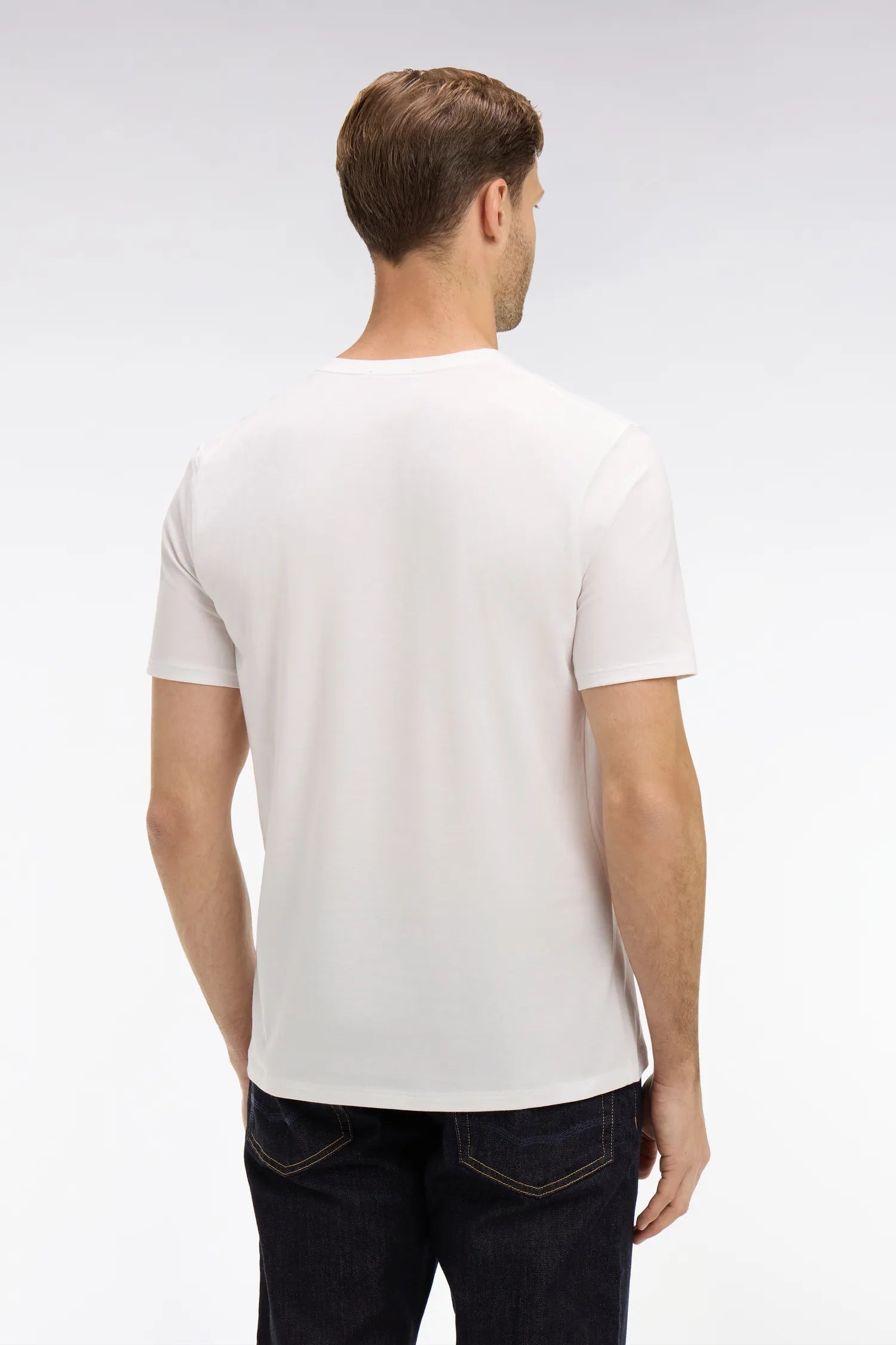Eden Park White Men V-Neck White Light Pima Cotton T-Shirt SKU: PPKNITCE0008_BC Image 04