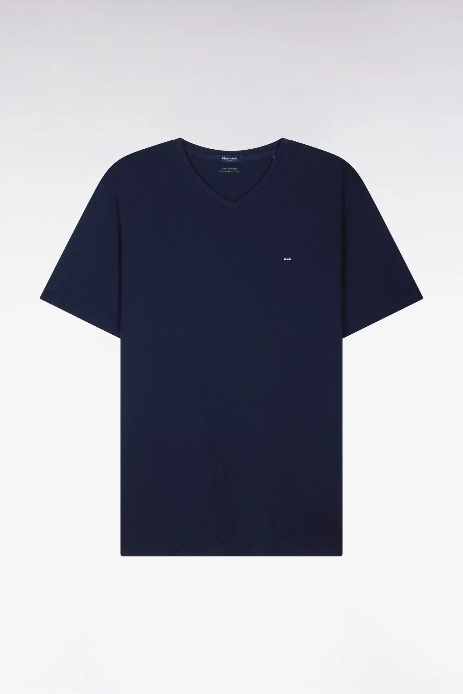 Eden Park Navy Blue Men V-Neck Black Light Pima Cotton T-Shirt SKU: PPKNITCE0008_BLF Image 02