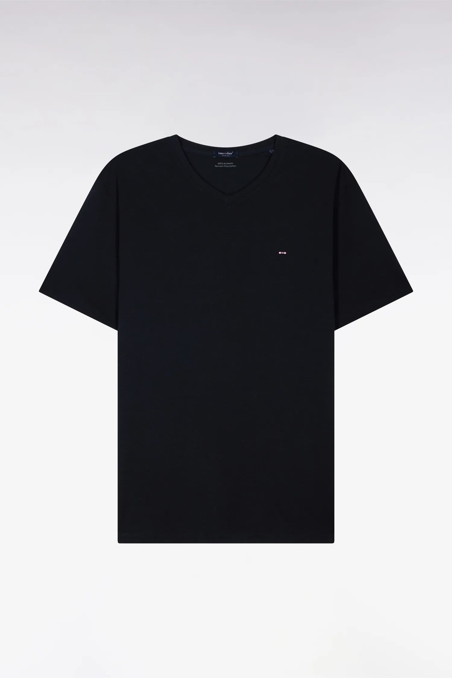 Eden Park Black Men V-Neck Black Light Pima Cotton T-Shirt SKU: PPKNITCE0008_NO Image 02