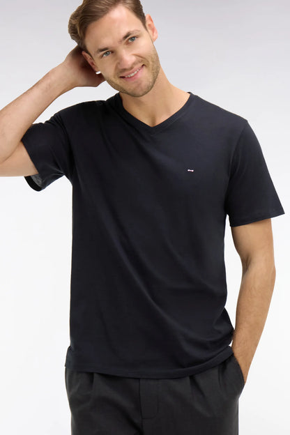 Eden Park Black Men V-Neck Black Light Pima Cotton T-Shirt SKU: PPKNITCE0008_NO Image 03