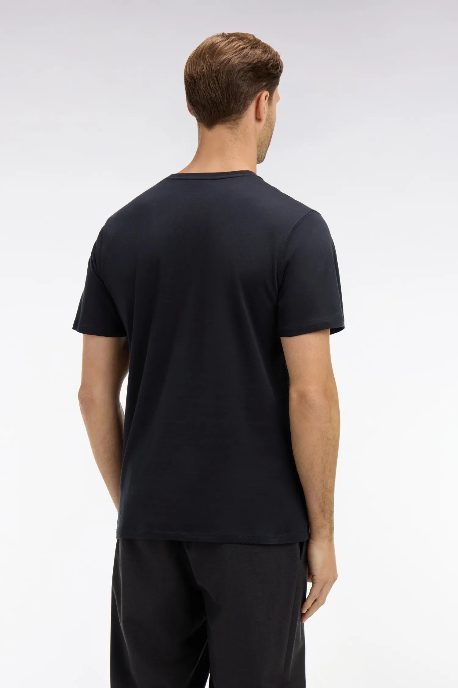 Eden Park Black Men V-Neck Black Light Pima Cotton T-Shirt SKU: PPKNITCE0008_NO Image 05