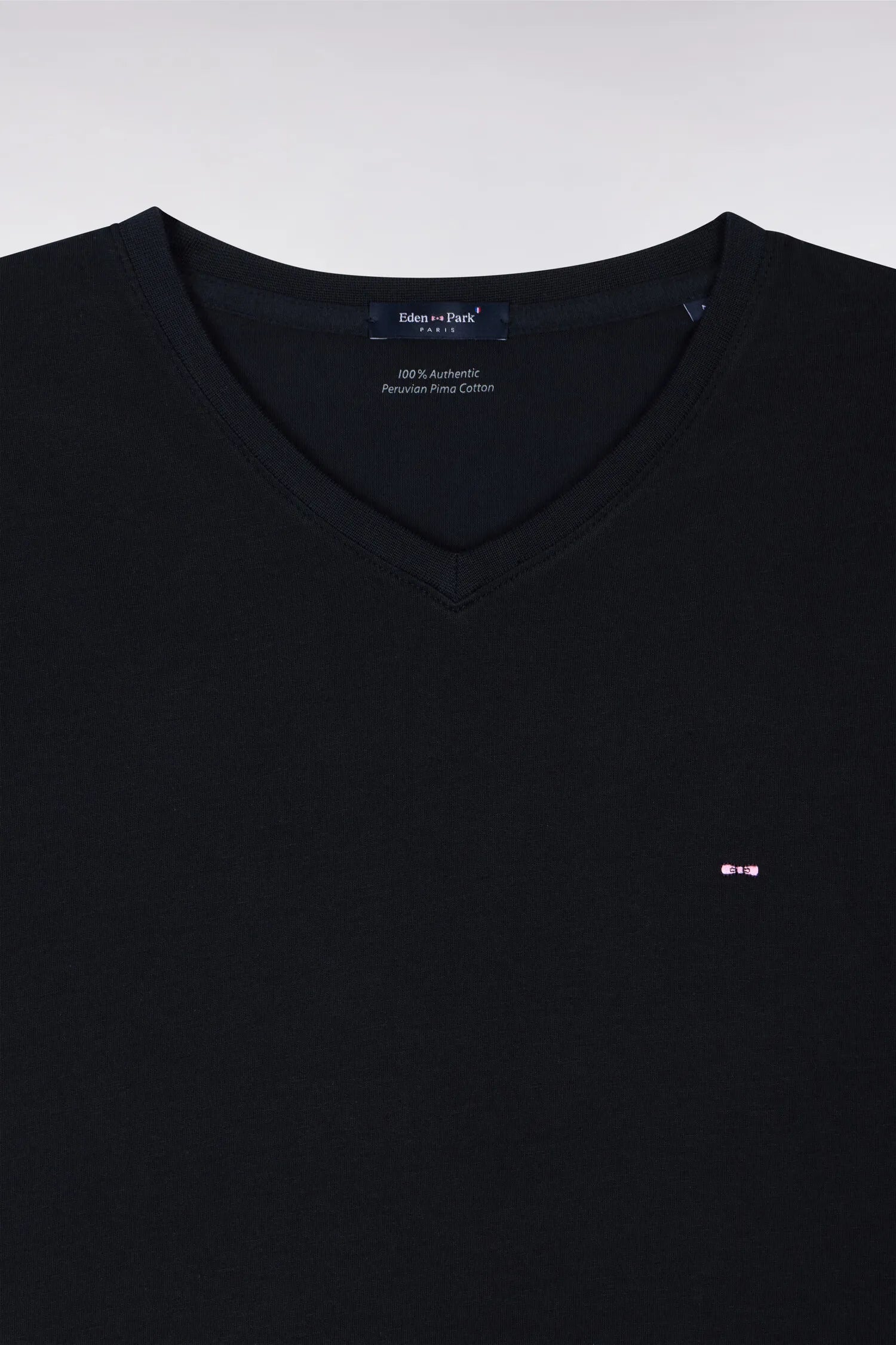 Eden Park Black Men V-Neck Black Light Pima Cotton T-Shirt SKU: PPKNITCE0008_NO Image 06
