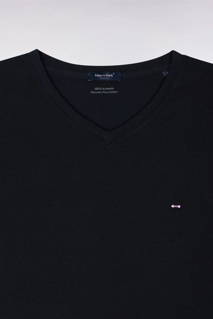 Eden Park Black Men V-Neck Black Light Pima Cotton T-Shirt SKU: PPKNITCE0008_NO Image 06