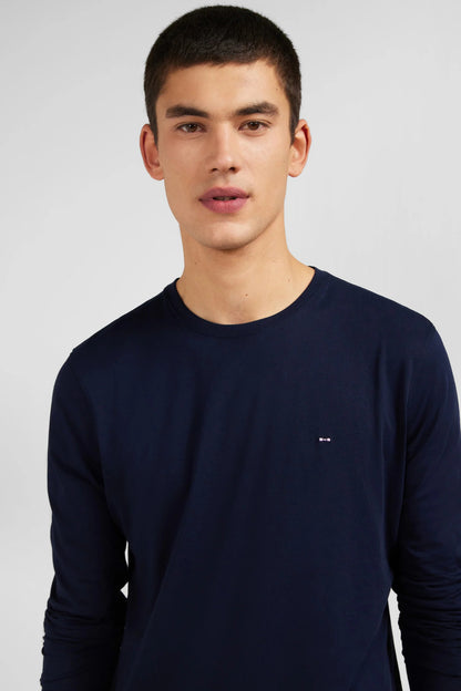 Long Sleeved Navy Blue Cotton T-Shirt_01