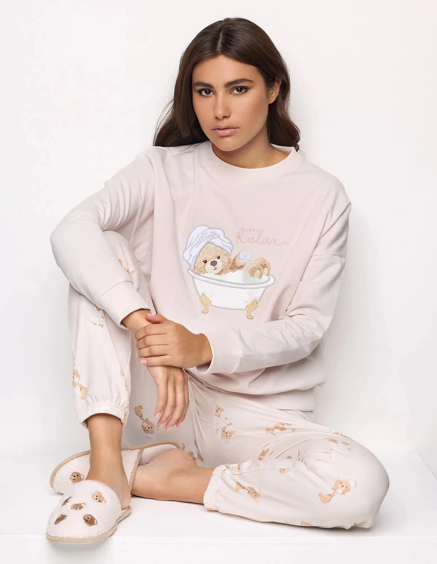 Yamamay_Almond_Long Cotton Pajamas Ð Teddy Spa Time_PPLD183007_244_01