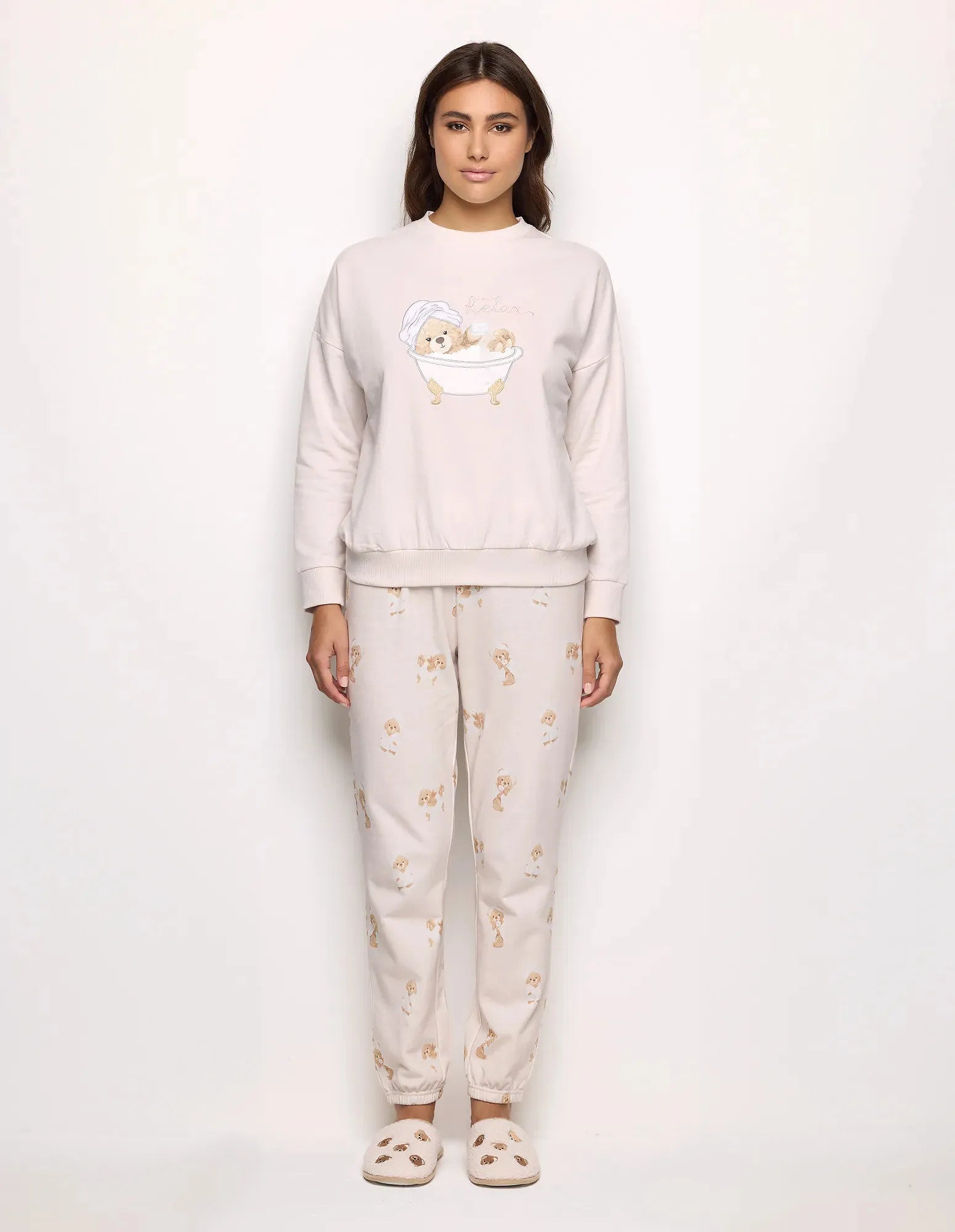 Yamamay_Almond_Long Cotton Pajamas Ð Teddy Spa Time_PPLD183007_244_02