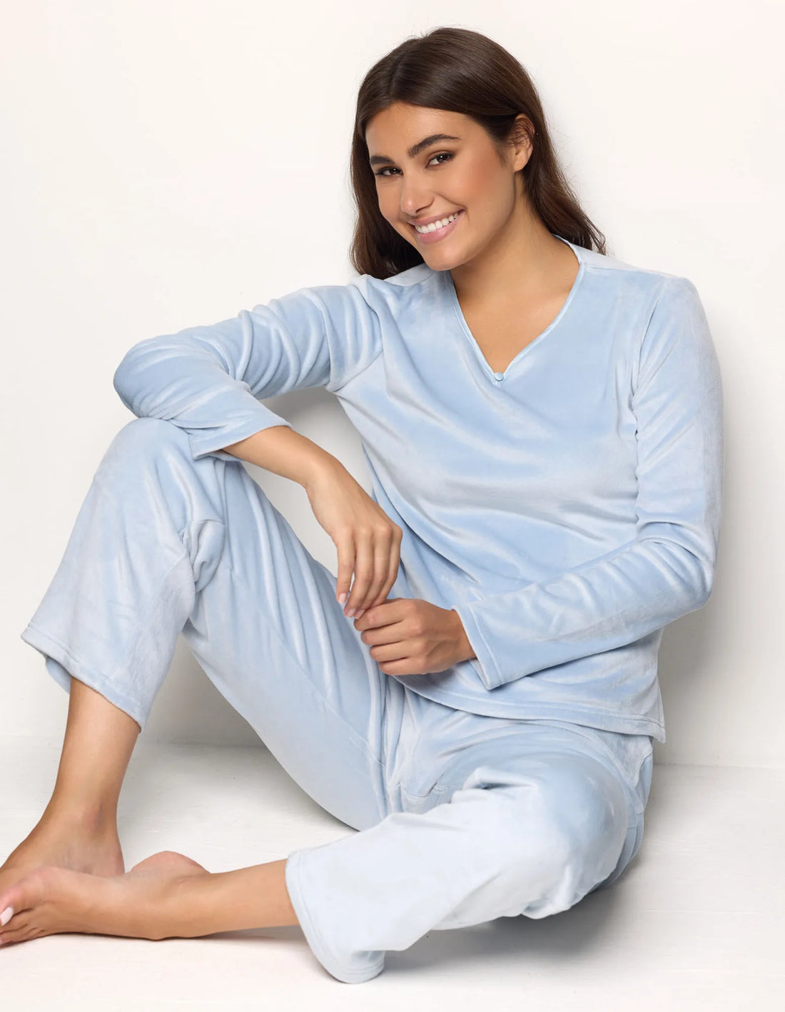 Yamamay_Pastel Azure_Long Pajamas in Chenille_PPLD183009_011_01