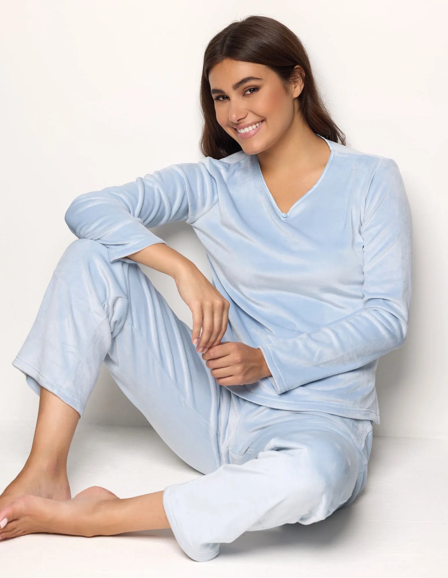 Yamamay_Pastel Azure_Long Pajamas in Chenille_PPLD183009_011_01