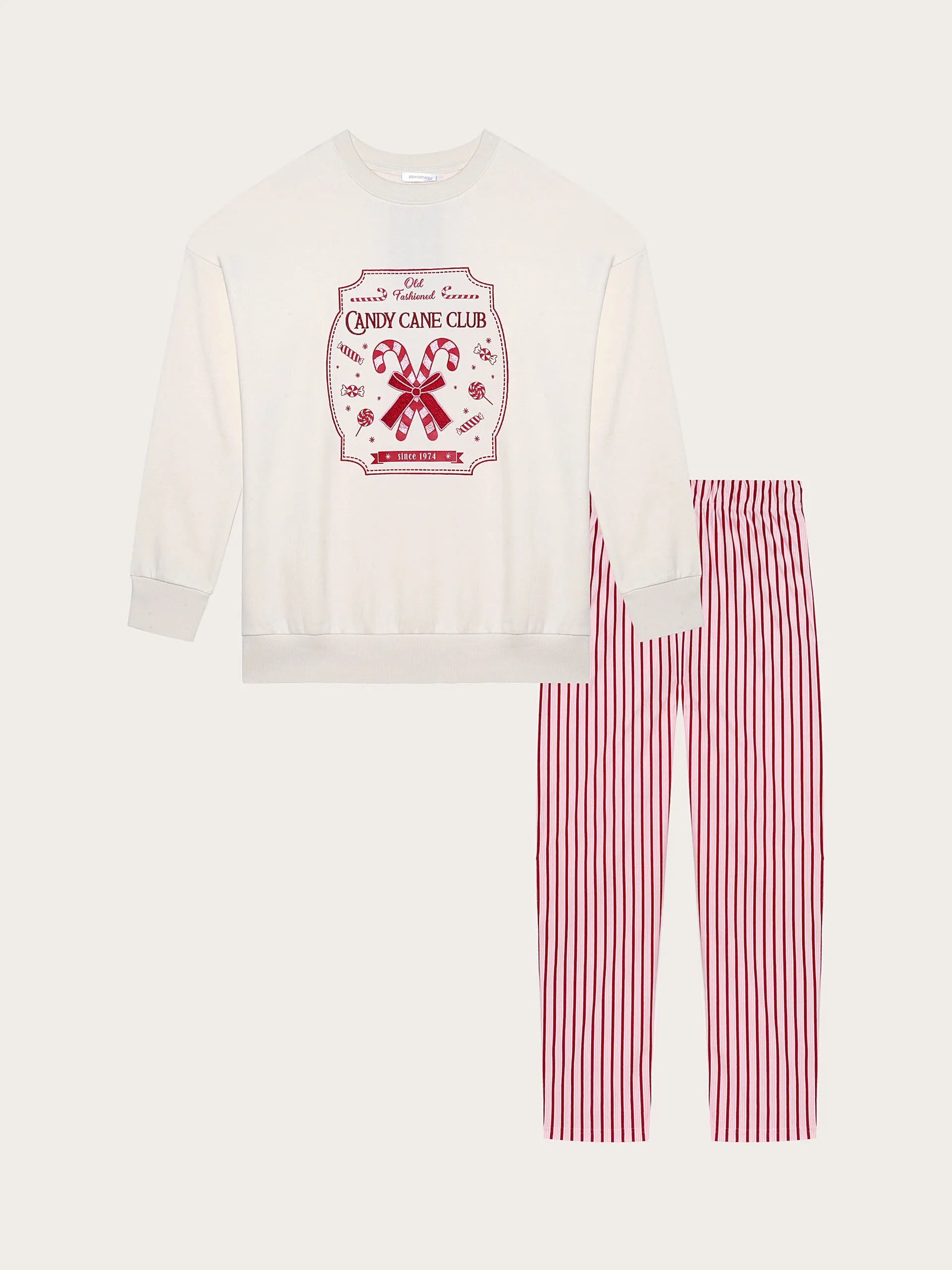Yamamay_Almond_Candy Cane Club Long Pyjamas in Cotton and Microfleece_PPLD184017_244_05