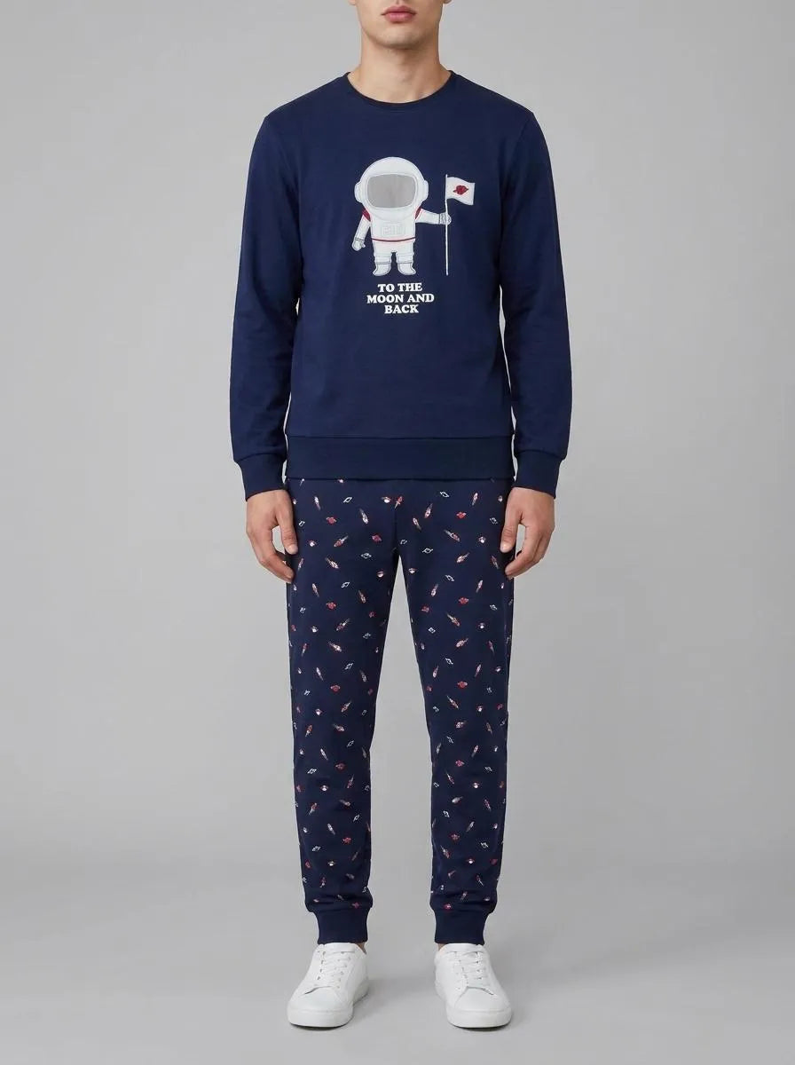 Yamamay_Night Blue_Space Print Interlock Cotton Long Pyjamas - That&