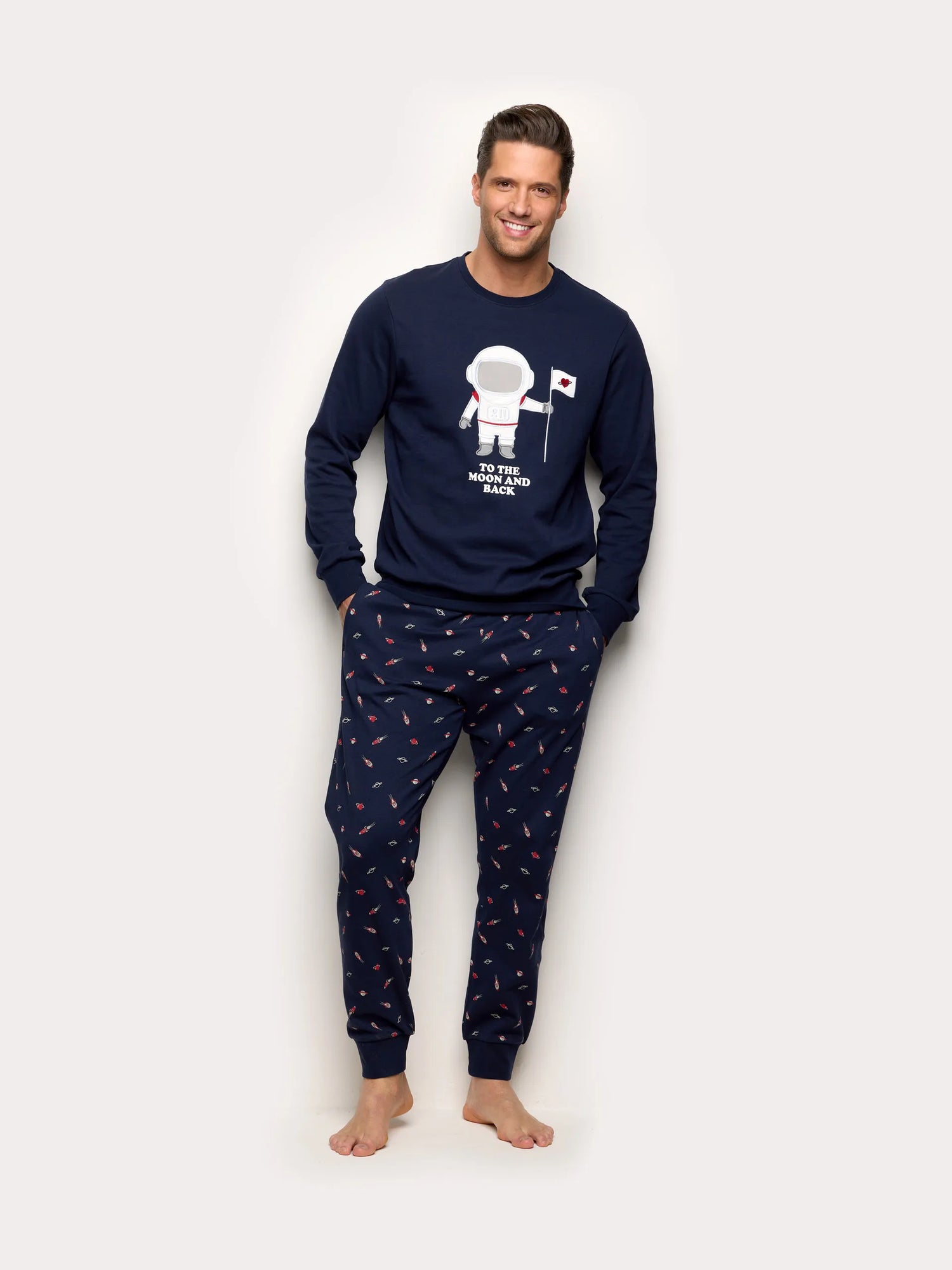 Yamamay_Night Blue_Space Print Interlock Cotton Long Pyjamas - That&