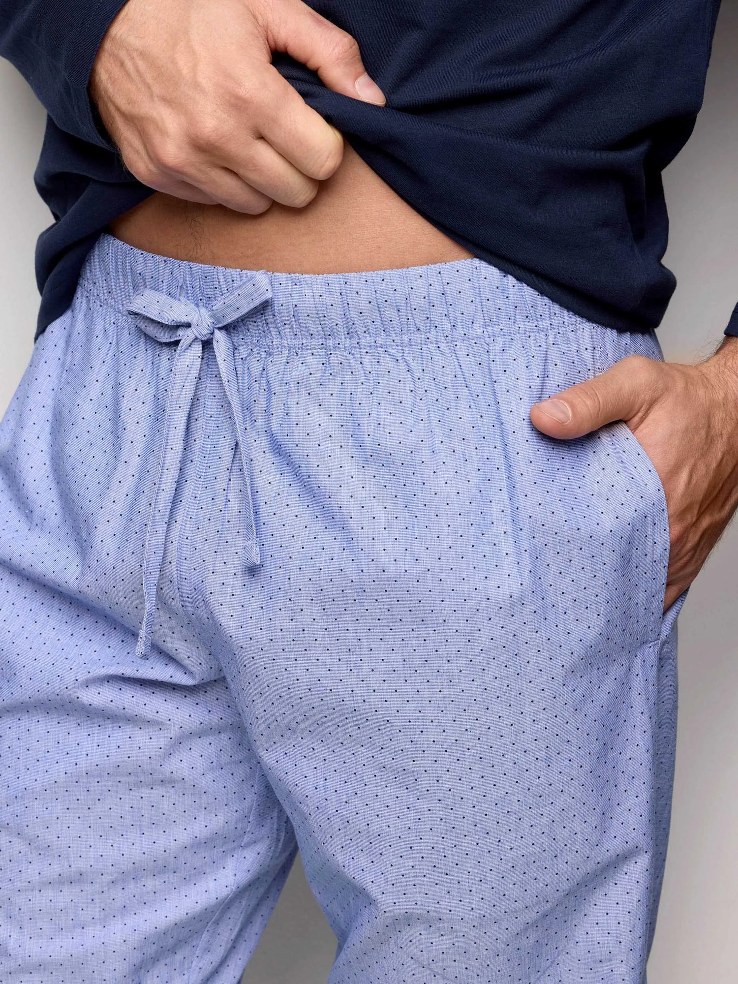 Yamamay_Night Blue_Long Pyjamas in Jersey and Cotton Canvas - Daily Pajamas_PPLU191002_024_03