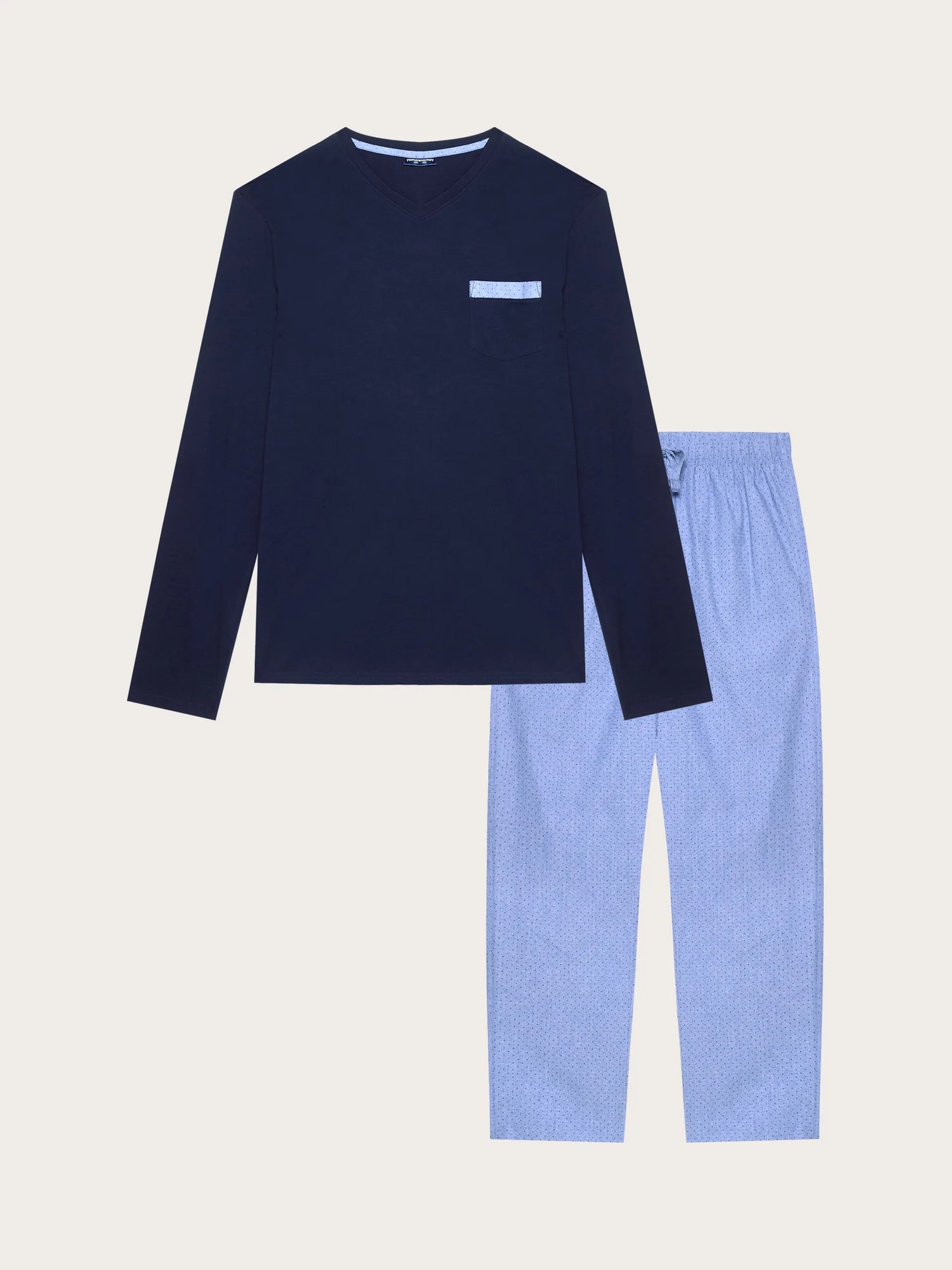 Yamamay_Night Blue_Long Pyjamas in Jersey and Cotton Canvas - Daily Pajamas_PPLU191002_024_05