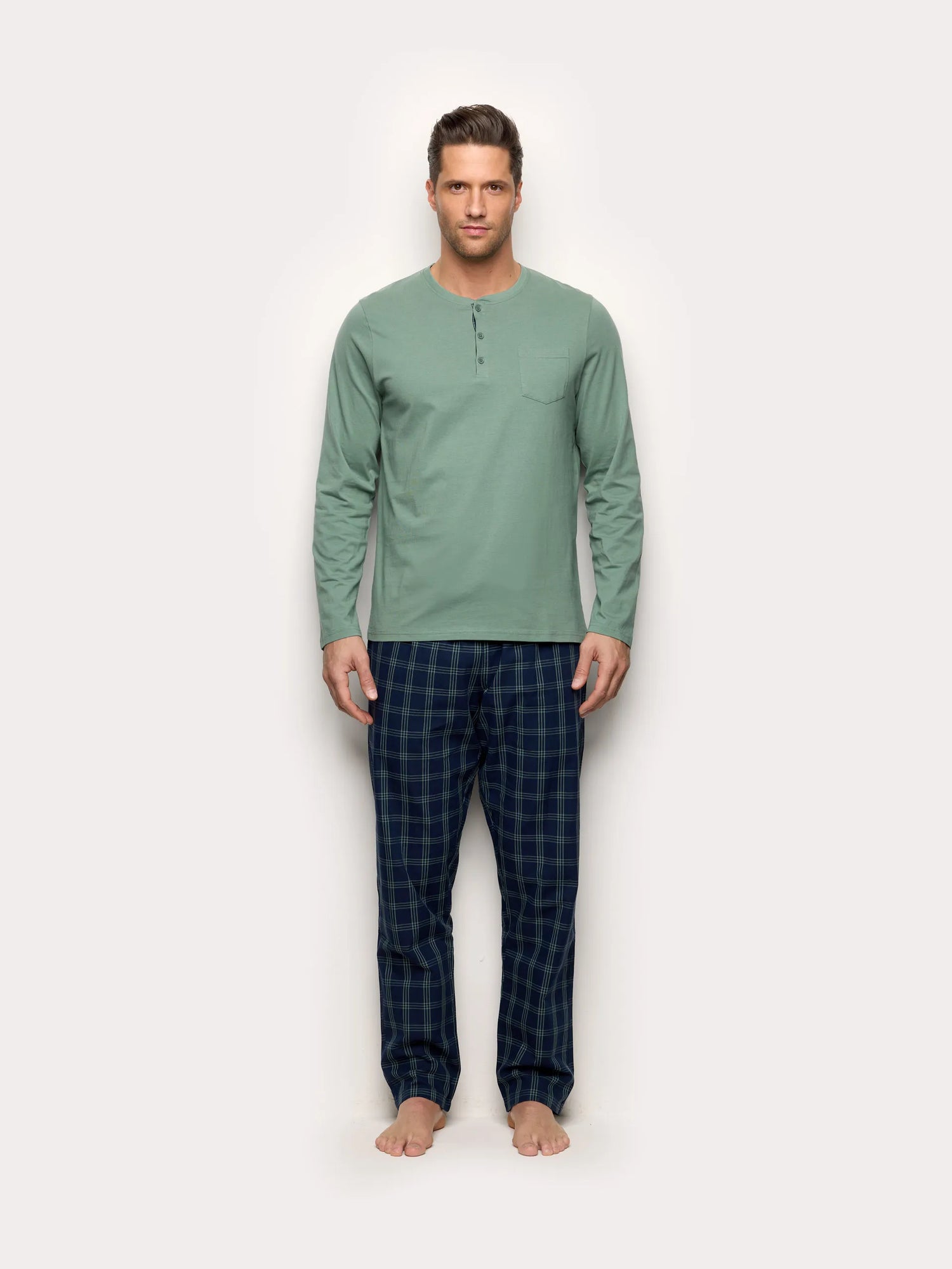 Yamamay_Sage Green_Long Jersey and Cotton Canvas Pyjamas - Daily Pajamas Ii_PPLU191004_120_02