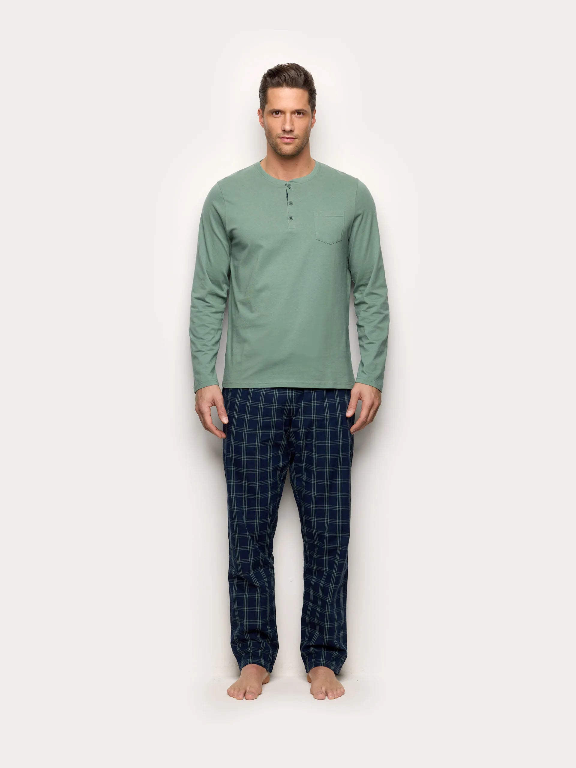 Yamamay_Sage Green_Long Jersey and Cotton Canvas Pyjamas - Daily Pajamas Ii_PPLU191004_120_02