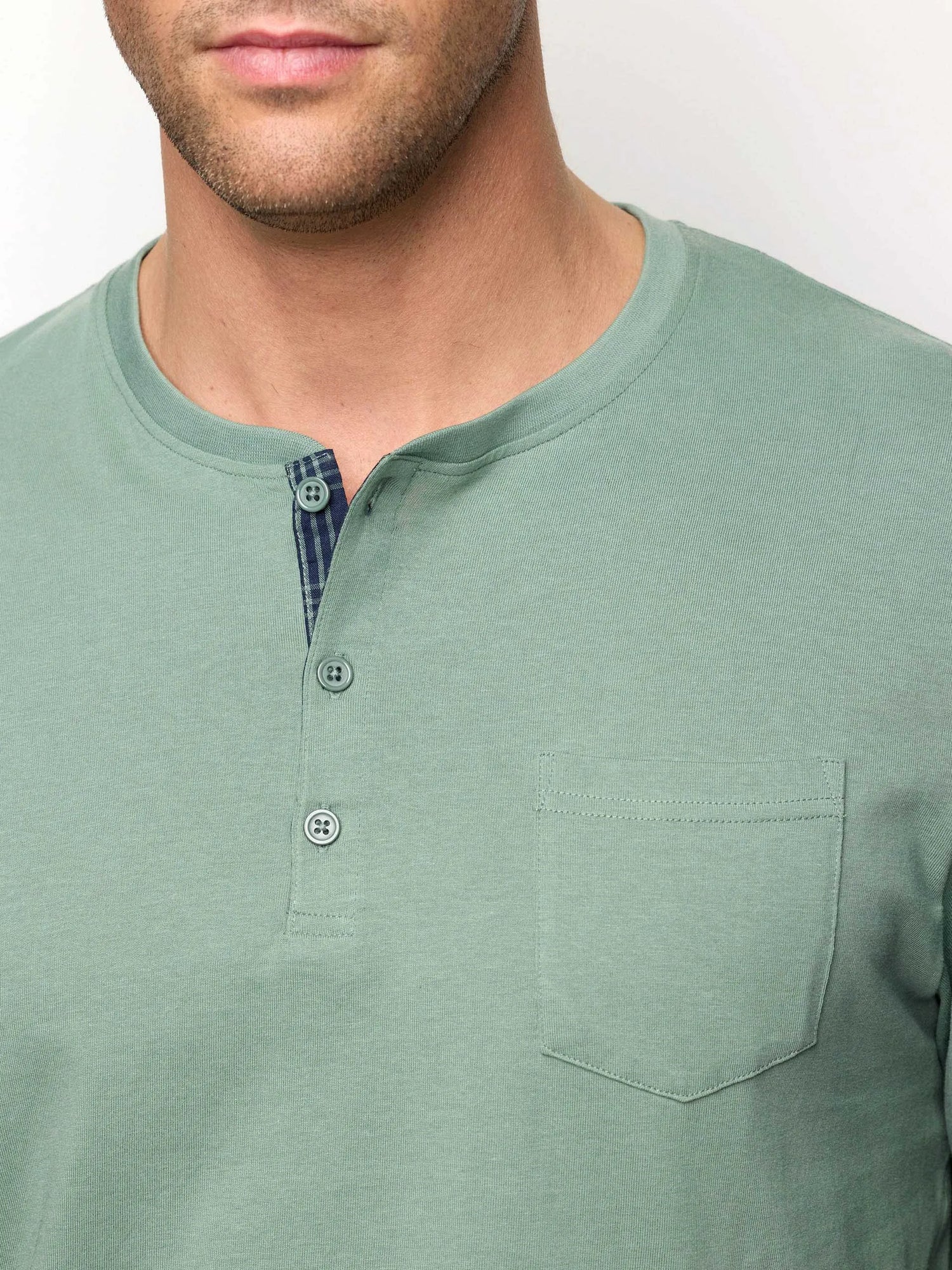 Yamamay_Sage Green_Long Jersey and Cotton Canvas Pyjamas - Daily Pajamas Ii_PPLU191004_120_03