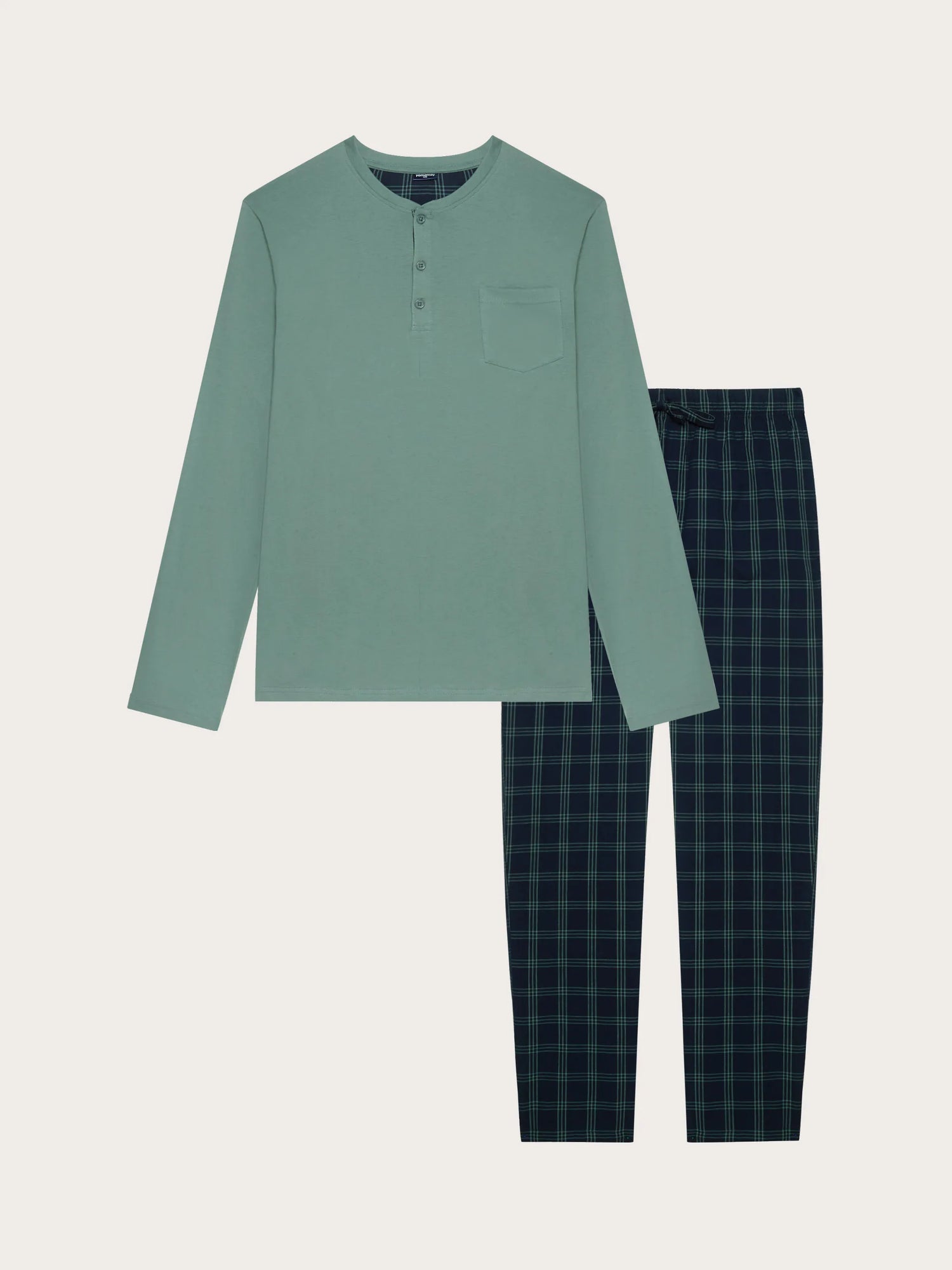 Yamamay_Sage Green_Long Jersey and Cotton Canvas Pyjamas - Daily Pajamas Ii_PPLU191004_120_06