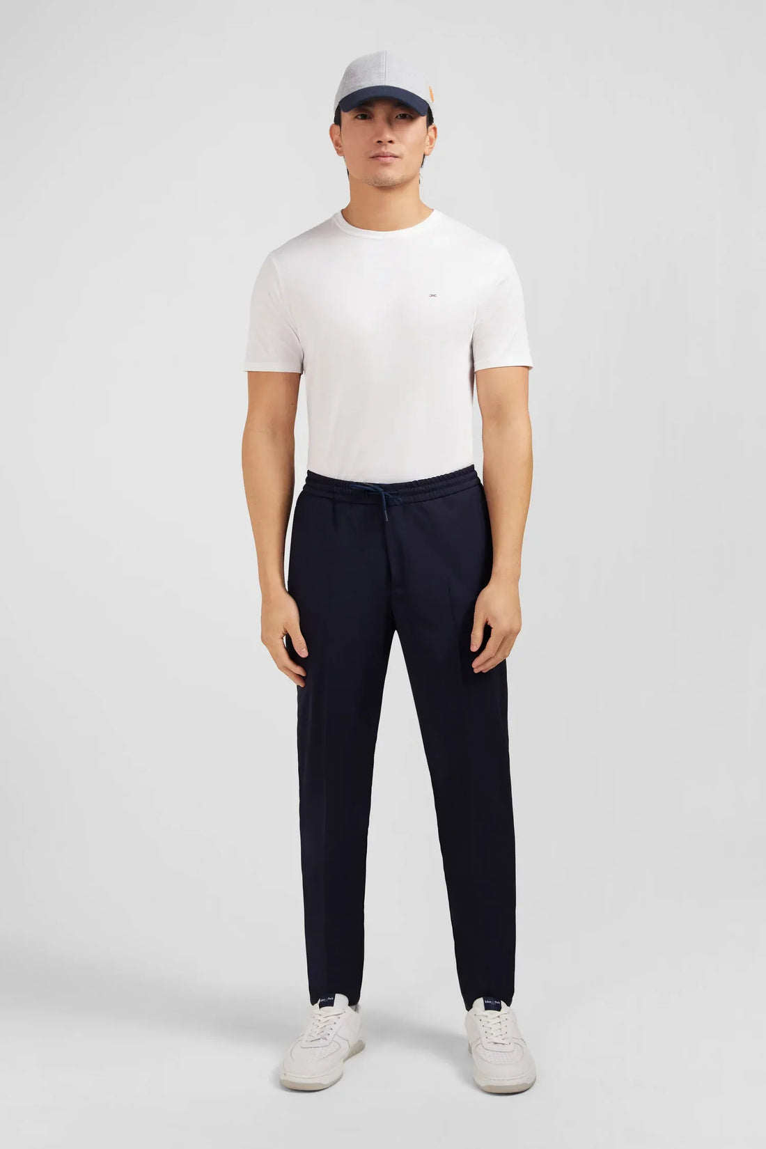 Eden Park Navy Blue Men Navy Blue Trousers with Elasticated Waist SKU: PPPANPAE0008_BLF Image 01