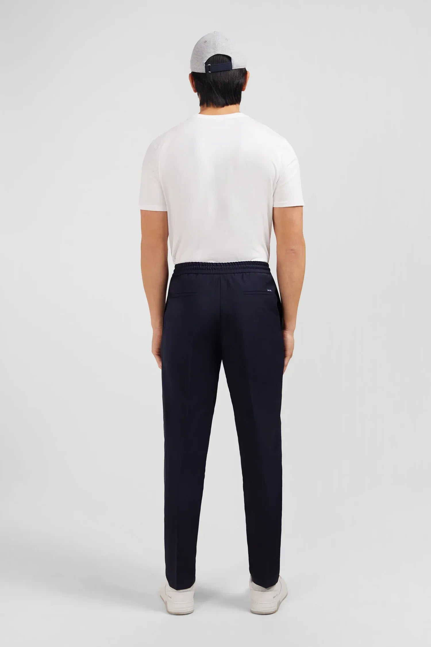 Eden Park Navy Blue Men Navy Blue Trousers with Elasticated Waist SKU: PPPANPAE0008_BLF Image 03