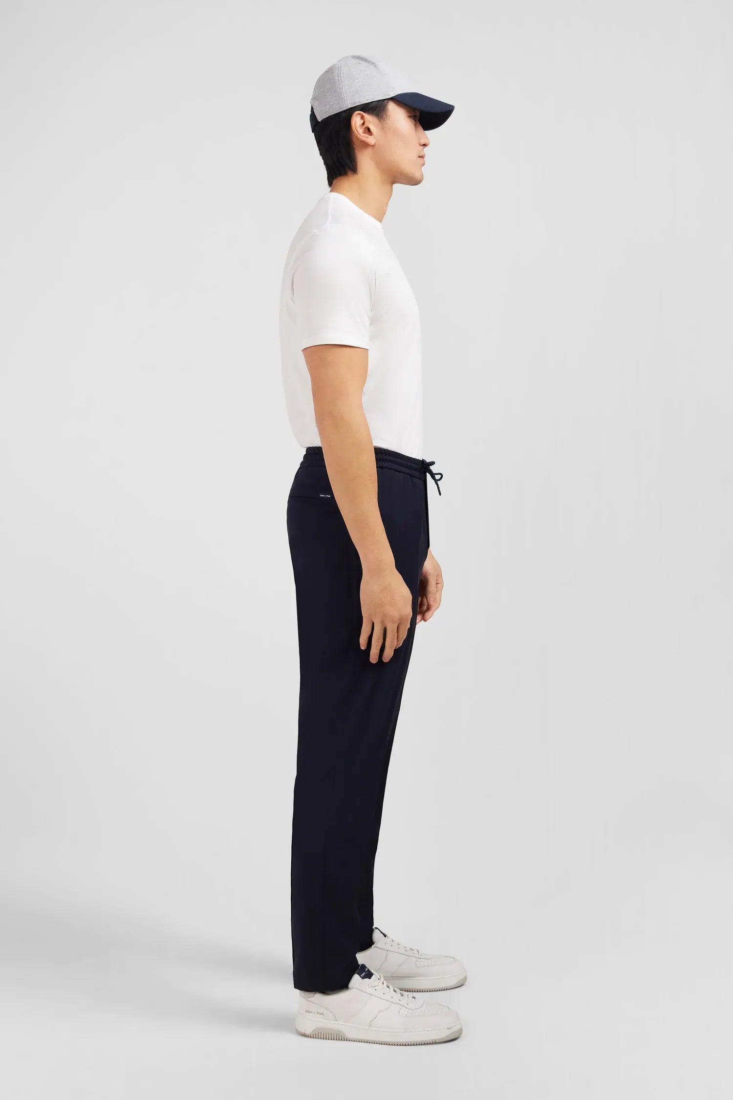 Eden Park Navy Blue Men Navy Blue Trousers with Elasticated Waist SKU: PPPANPAE0008_BLF Image 04