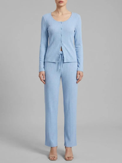 Yamamay_Powder Blue_Long Jacquard Jersey Pyjamas - Pointell_PPRD191004_242_00