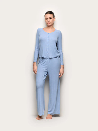 Yamamay_Powder Blue_Long Jacquard Jersey Pyjamas - Pointell_PPRD191004_242_01