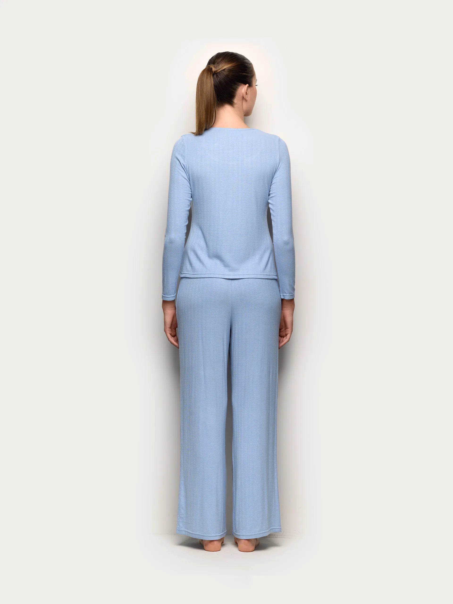 Yamamay_Powder Blue_Long Jacquard Jersey Pyjamas - Pointell_PPRD191004_242_03