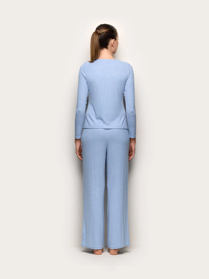 Yamamay_Powder Blue_Long Jacquard Jersey Pyjamas - Pointell_PPRD191004_242_03