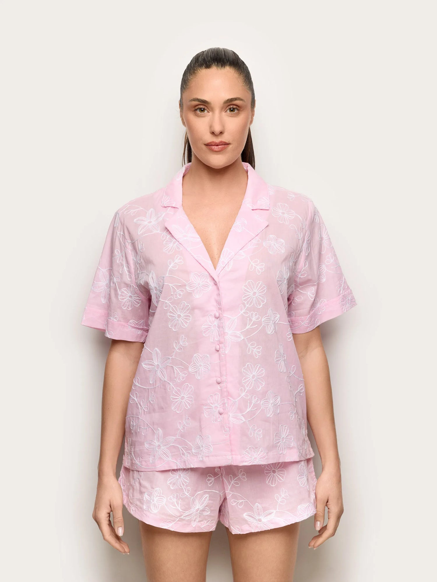 Yamamay_Candy Pink_Short-Pyjamas with Front Opening - Broderie II_PPRD191006_086_02