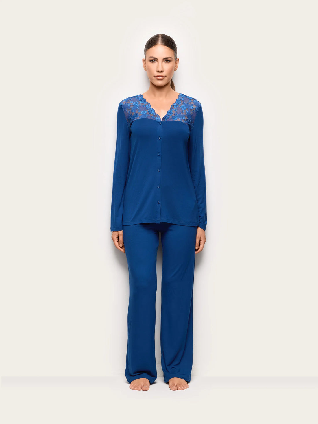 Yamamay DARK BLUE Women Long-Pyjamas with Front Opening - Primula Color SKU: PPRD193001_215 Image 02