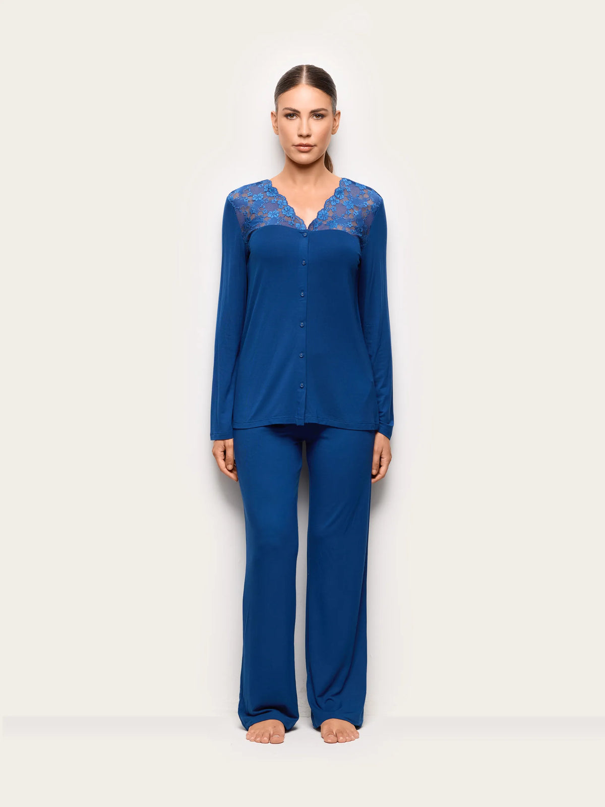 Yamamay DARK BLUE Women Long-Pyjamas with Front Opening - Primula Color SKU: PPRD193001_215 Image 02