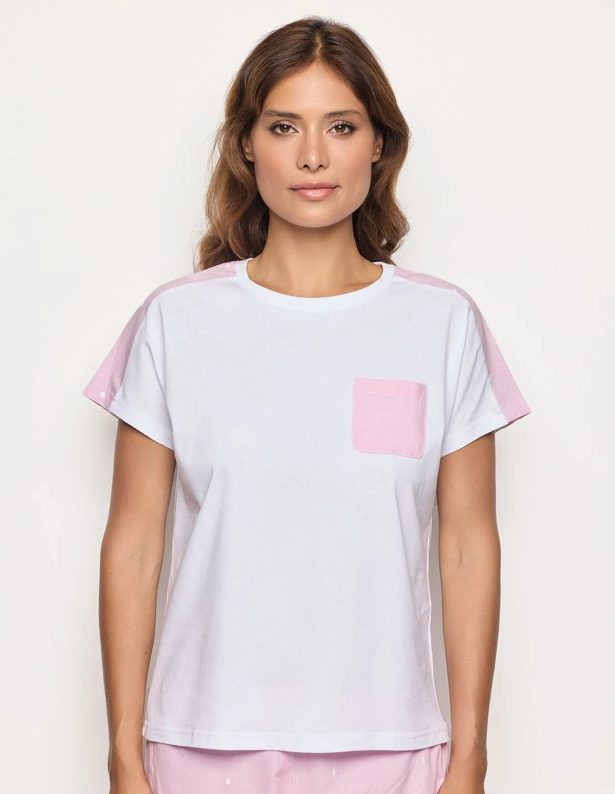 Yamamay_Optical White_White Short-Sleeve Top with Embroidered Polka Dots Ð Daily Pajamas_PPTD183002_015_02