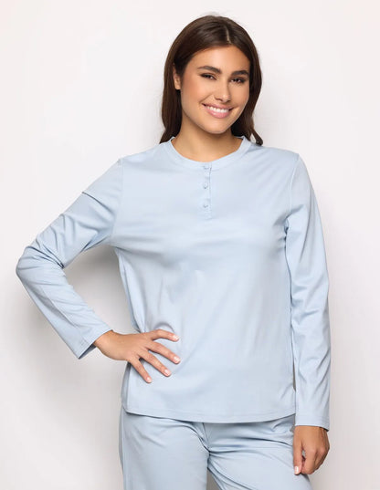 Yamamay_Azure_Light Blue Long-Sleeve Henley-Style Top Ð Sleep Wellness_PPTD183008_012_01