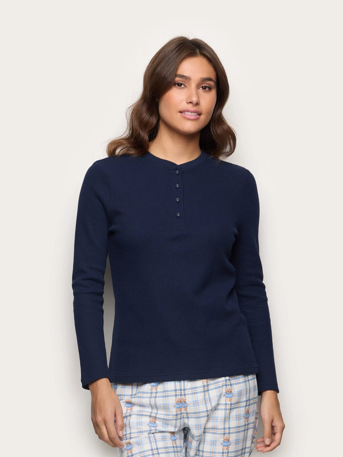 Yamamay_Night Blue_Waffle-Effect Cotton Jersey Top Mix and Match_PPTD184001_024_01