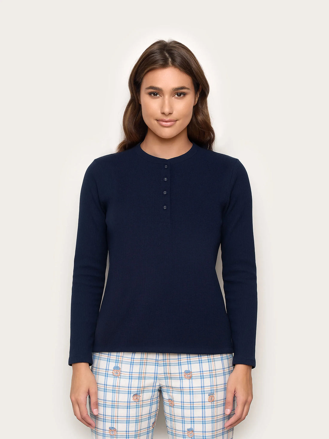 Yamamay_Night Blue_Waffle-Effect Cotton Jersey Top Mix and Match_PPTD184001_024_02