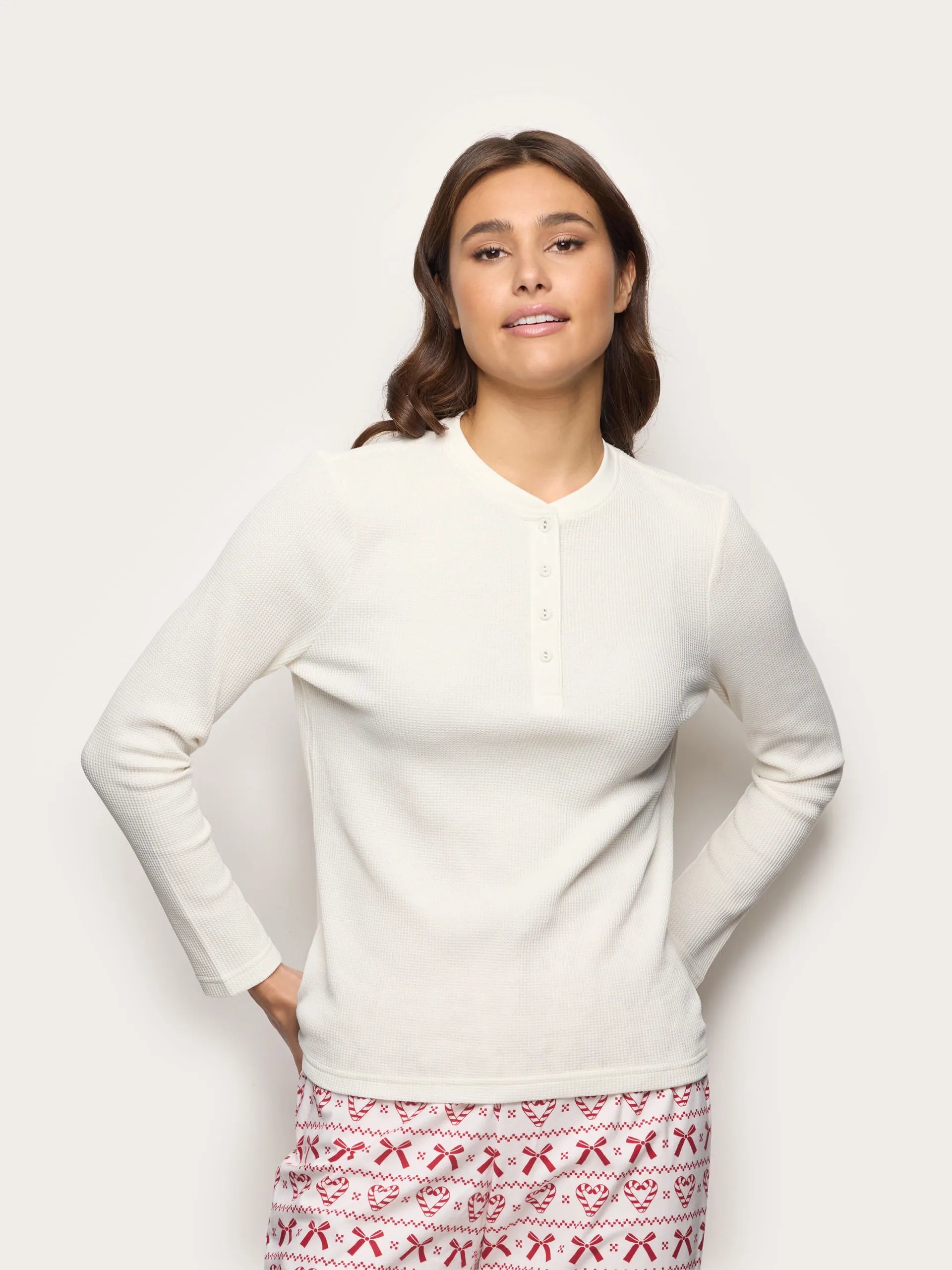 Yamamay_Almond_Waffle-Effect Cotton Jersey Top Mix and Match_PPTD184001_244_01