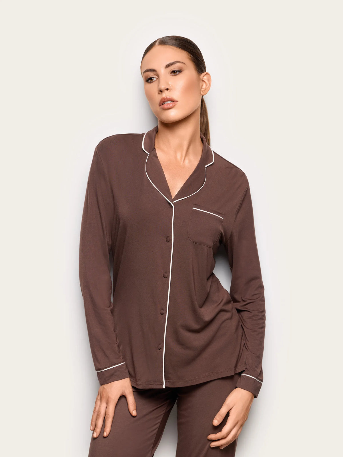 Yamamay CHOCOLATE Women Long-Sleeve Shirt - Daily Modal SKU: PPTD193001_033 Image 01