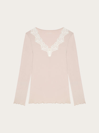 Yamamay BEIGE Women Long-Sleeve T-Shirt - Basic Modal &amp; Cotton Rib SKU: PPTD193003_726 Image 05