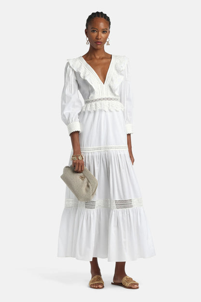 Luisa Spagnoli Bianco Women Processo - Maxi Dress with AppliquŽs SKU: PROCESSO_0201 Image 01